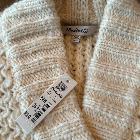 Madewell XXS bomber cardigan sweater with pockets cream color, brand new - Picture 3 of 5